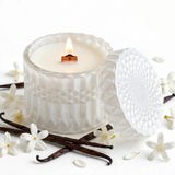Salted Coconut vintage glass candle detail
