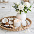 Salted Coconut vintage glass candle styled