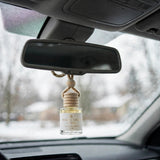 White Birch Pine in car on rearview mirror