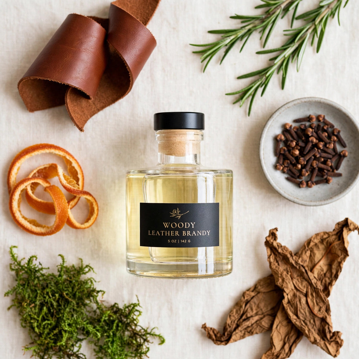 Woody Leather Brandy Reed Diffuser