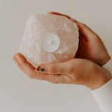 Rose Quartz Crystal Tea Light Holder